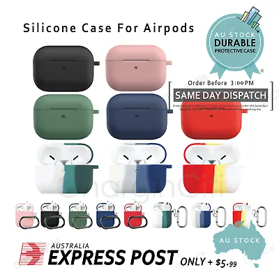 $6.49 • Buy For Apple AirPods Pro 1 2 3 Silicone Case Protective Soft Cover Shell Key Chain
