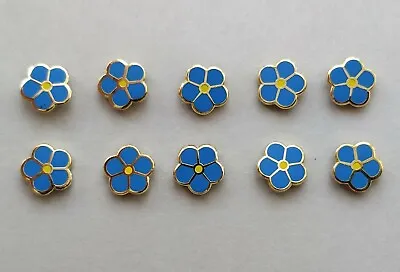 ( 10x ) ✿ MASONIC 'FORGET ME NOT' PIN BADGE ✿ GOLD PLATED / ENAMEL FLOWER LAPEL • £14.25