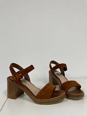 Miu Miu Women's Suede Heel Sandals Shoes Size EU 37.5 US 7 • £96.42