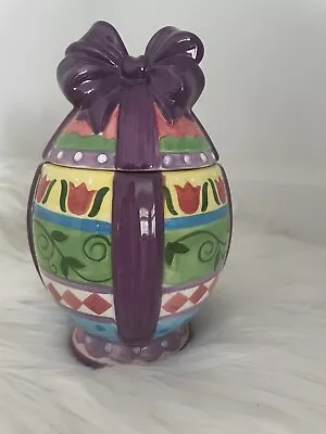 David’s Cookie Jar Easter Egg With Bow 7 In Small Size Beautiful Bow • $15