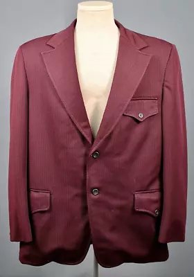 Men's 1970s Burgundy / Red 2 PC Leisure Suit Sz L W 39 70s Vtg Polyester • $89.99