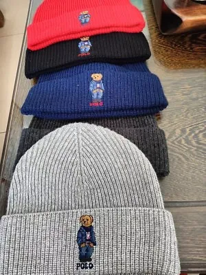 BNWOT POLO RALPH LAUREN Polo Bear Rib Knit Beanie Hat Black Grey Navy Red • £38