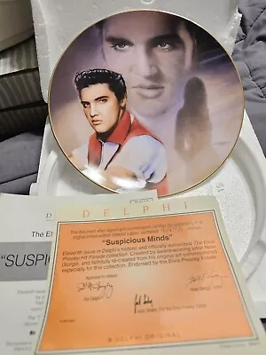 Elvis Presley Delphi Collector Plate HIT PARADE COLLECTION SUSPICIOUS MINDS #11 • $5.99