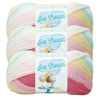 (3 Pack) Lion Brand Yarn 923-206AJ Ice Cream Baby Yarn Tutti Frutti • $15.97