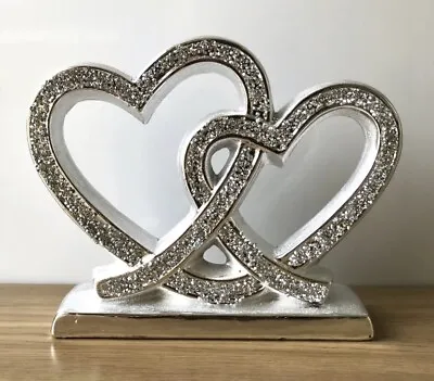 Crushed Diamond Heart Love Couple Heart Crystal Shelves Ornament Bling Matte💎 • £24.99