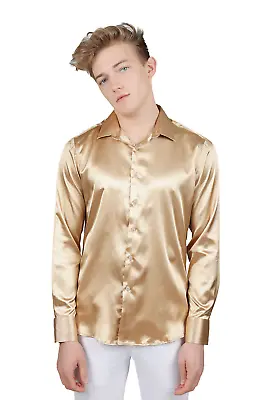 BARABAS Men's Shiny Long Sleeve Button Down Metallic Shirts B312 • $76