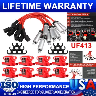 8 High Performance Ignition Coil & Spark Plug Wire For Chevy GMC 5.3L 6.2L UF413 • $168.99