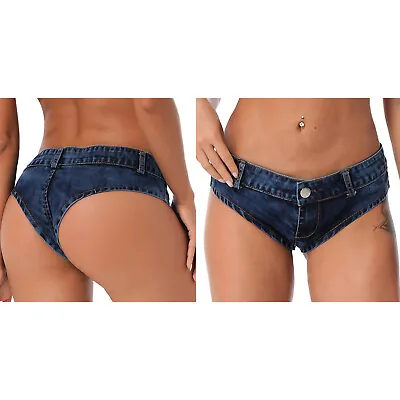 US Womens Cut Off Low Rise Cheeky Mini Denim Shorts Thongs Jean Shorts Hot Pants • $13.70