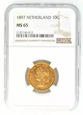 1897 Netherland 10 Guilder Gold Coin NGC MS65 KM# 118 Wilhelmina I  • $999.99
