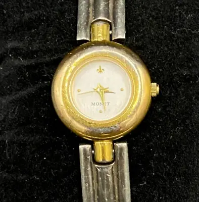 Women's Watch Bracelet Monet Gold & Silver Tone  Fleur De Lis (Works) - Vintage • $24.99