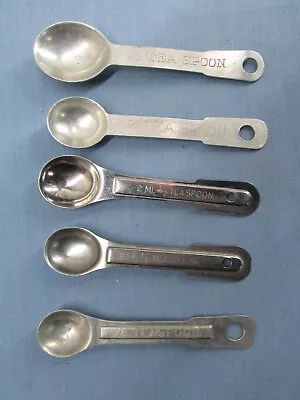 Vintage Aluminum Measuring Spoons Round Nesting Variety Of 5 • $6.99