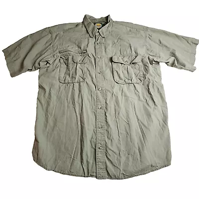 Cabela's Men's Shirt XLT Green Short Sleeve Button Up Cotton Vented Outdoors • $13.95