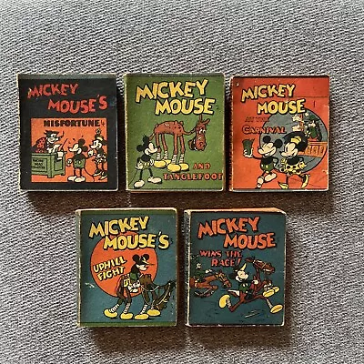 Vintage Walt Disney Mickey Mouse 1934 Collins Mini Pocket Books Lot Of 5 • $99.99