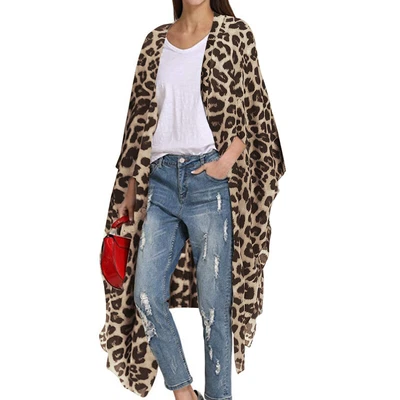 £11.80 • Buy Women‘s Holiday Leopard Maxi Kimono Cardigan Ladies Long Sleeves Tops Cover Up