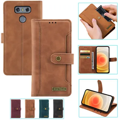 Leather Notebook Style Card Case Magnetic Flip Phone Case Cover For LG G6 • £9.59