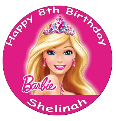 £2.50 • Buy Barbie Personalised Cake Topper Decoration Edible Wafer Paper 7.5  Pink Barbie