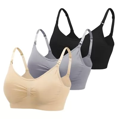 Push Up Silk Seamless Nursing Bra For Breastfeeding Maternity Gathered Underwear • $11.59