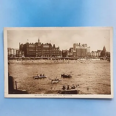 £7.95 • Buy Brighton Postcard C1920 Real Photo Deco Swimming From West Pier Sussex