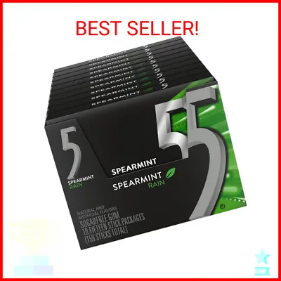 5 Gum Spearmint Rain Sugarfree Gum 15 Piece (10 Pack) • $24.09