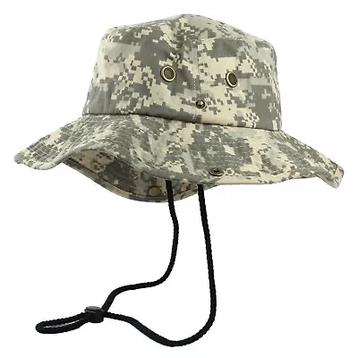 Mens Boonie Bucket Wide Brim Hat Digital Desert Camo Cotton Safari Cap Military • $9.89