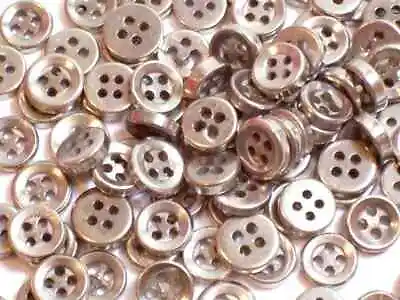Silvertone Round Buttons 4 Hole Metal New Old Stock 5/16  X 100 Pcs 1163 • $1.60