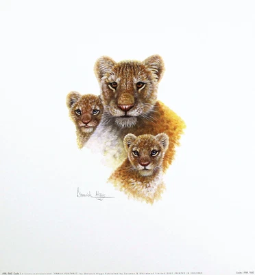 £18.19 • Buy WARWICK HIGGS Family Portrait LION CUBS Humour Art SIZE:36cm X 33cm  RARE