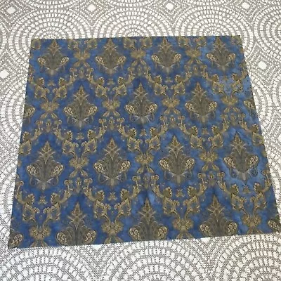 Jacquard Curtain Panel Tapestry Royal Blue Panel Gold Luxury Mid Century Heavy • $9.99