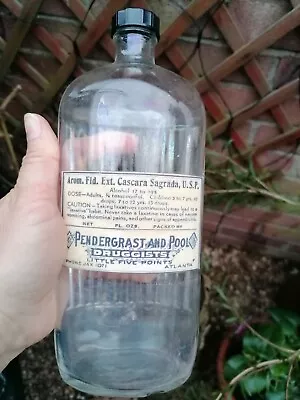 £0.99 • Buy Old Ribbed Glass Chemist Bottle Apothecary Bottle Shelf Decor Nostalgic Prop
