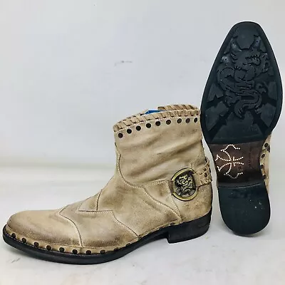 Mark Nason Whipstitched Stud Detail Suede Harness Boots Italy 67647 • $249