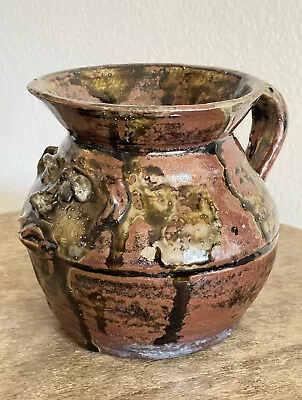 Marie Rogers Rust Red Brown Pottery Face Spitoon Jug Signed Stamped 5 H X 5 W • $315