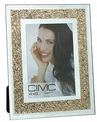 £11.99 • Buy Diamond Crush Gold Photo Frame 4 X 6 Photo Frame Picture Glitter Sparkle