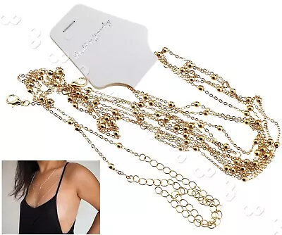 Women Harness Crossover Body Chain Belly Waist Bikini Beach Slave Necklace • £6.46