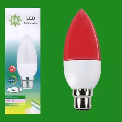 4x 3W LED Coloured BC B22 Candle Light Bulb Lamp Red Yellow Green Blue 85-265V • £7.99