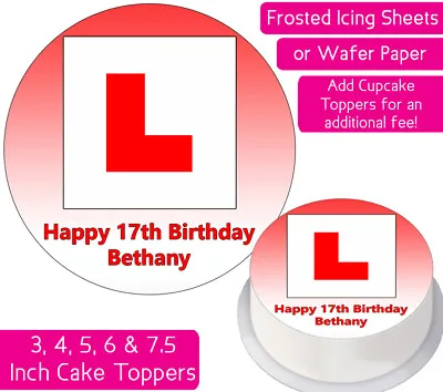 L Plate Red Edible Wafer & Icing Personalised Cake Toppers Decoration Driver Car • £2.25