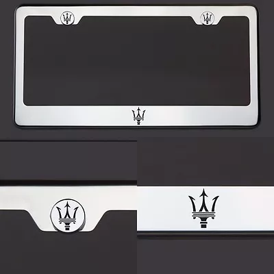 T304 SS Chrome Maserati Logo Black Laser Etched Engraved License Plate Frame Tag • $35.98