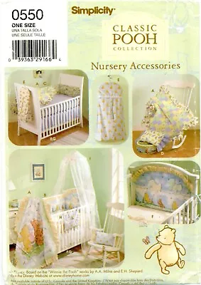 Simplicity 0550 4627 Winnie Pooh Baby Infant Nursery Crib Classic Pattern UNCUT  • $11.75