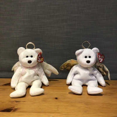 £14.95 • Buy Ty Beanie Baby Halo Angel Bear 1 & 2 Both With Brown Nose + Tag Lovely Condition