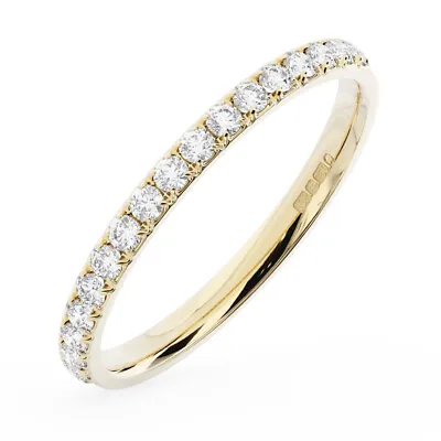 2.00 MM  Claw Set Round Brilliant Cut Diamond Eternity Ring In 18K Yellow Gold • £664.56