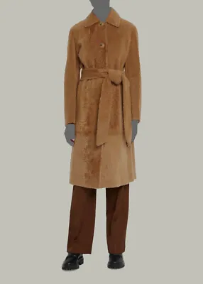 $4995 Vince Women's Beige Shearling Reversible Long Belted Coat Size S • $1598.78