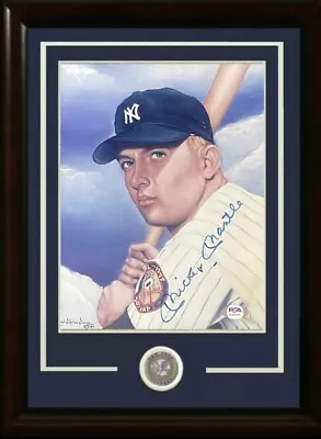 Mickey Mantle Signed 8x10 Framed Photo Drawing Yankees Autograph PSA LOA 1952 • $459.99