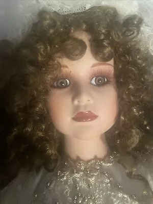 $95 • Buy 25” Porcelain Lee Ann Show-Stoppers Bride Doll Wedding Dress Long Victorian