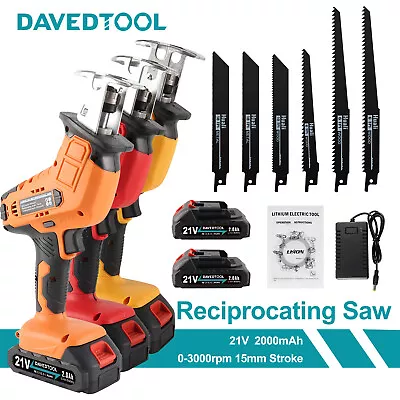 21V Reciprocating Saw Cordless Sabre Saw Variable Speed 0-3000RPM 1/2*Batteries • £25.99