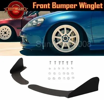 ABS Universal Front Bumper Lip Splitters Black Winglet Blade For  Mazda Subaru • $38.98