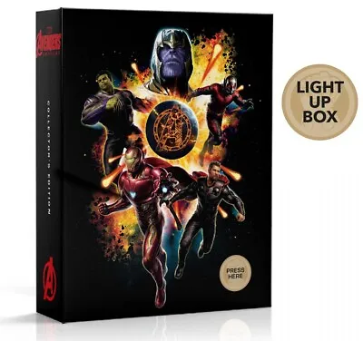 Marvel Avengers Infinity Collectors Edition Blu-ray Light Up Box 3 Disc Bnib • £66.05