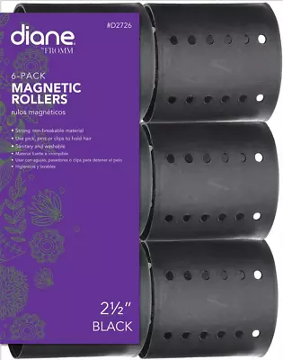 Magnetic Hair Roller Black 2 1/2 Inch Strong Material Unbreakable Material • $15.04