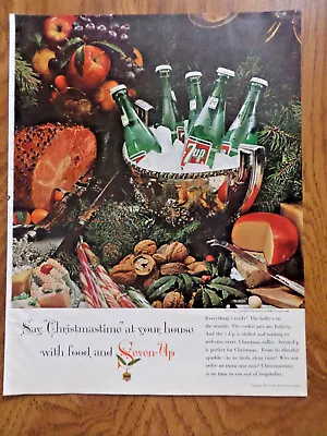 1961 7up Soda Bottle Pop Ad Say Christmastime @ Your House With Food & Seven-Up • $4