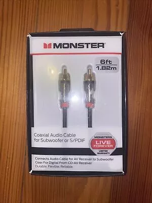 Monster Coaxial Audio Cable For Subwoofer Or S/PDIF 6 Ft AV CD-AV Receiver Coax • $13.95