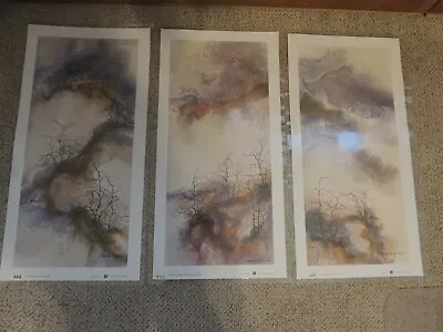 Triptych C Winterle Olson Winter Mountain  Lithgraph • $45