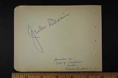 Director Jules Dassin (1911-2008)~bambi Linn Autograph 1962 Album Page~ • $0.99