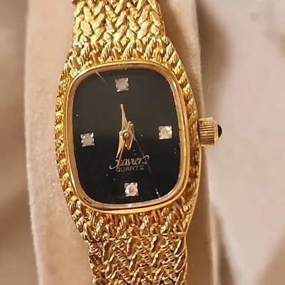 Vintage Xavier Watch Gold Tone Masterpiece Diamond New Battery.  See All Photos  • $25